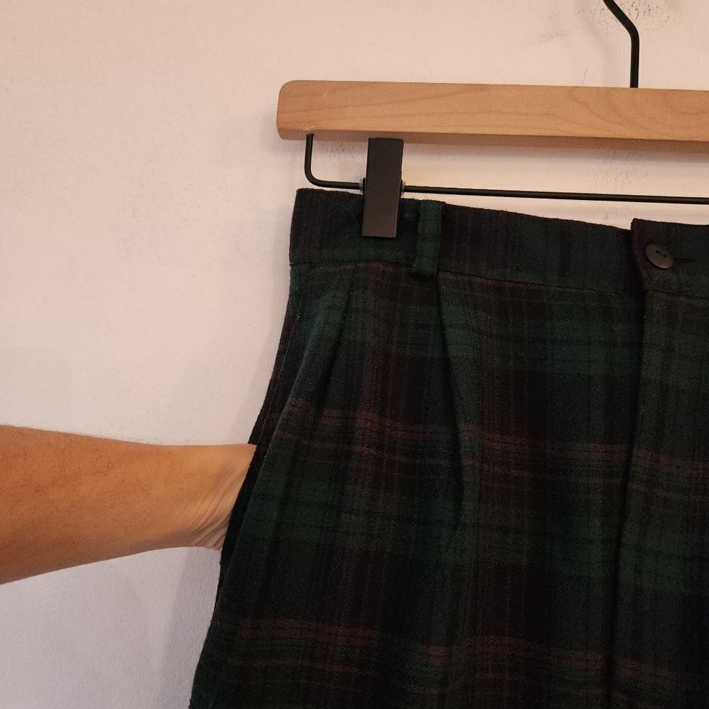 VTG High Waisted Green Plaid Stirrup Pants Trousers Made in USA 2-4 (VTG 5/6) - Picture 6 of 8